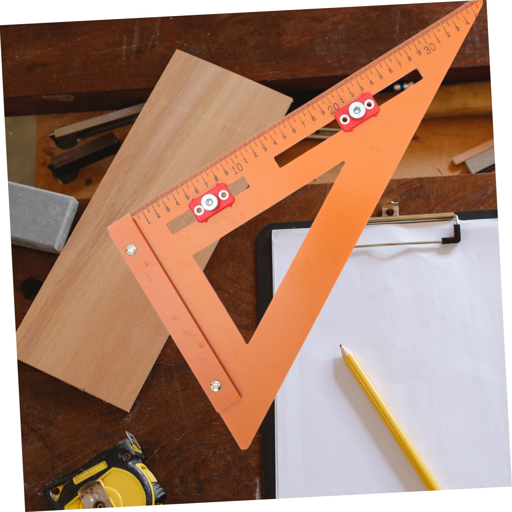 Regla Triangular de Carpintería para Medición Multiángulo 220x380 Mm en Baquelita, Posicionador de Ángulo Recto 90° para Bricolaje y Profesionales, Herramienta Versátil