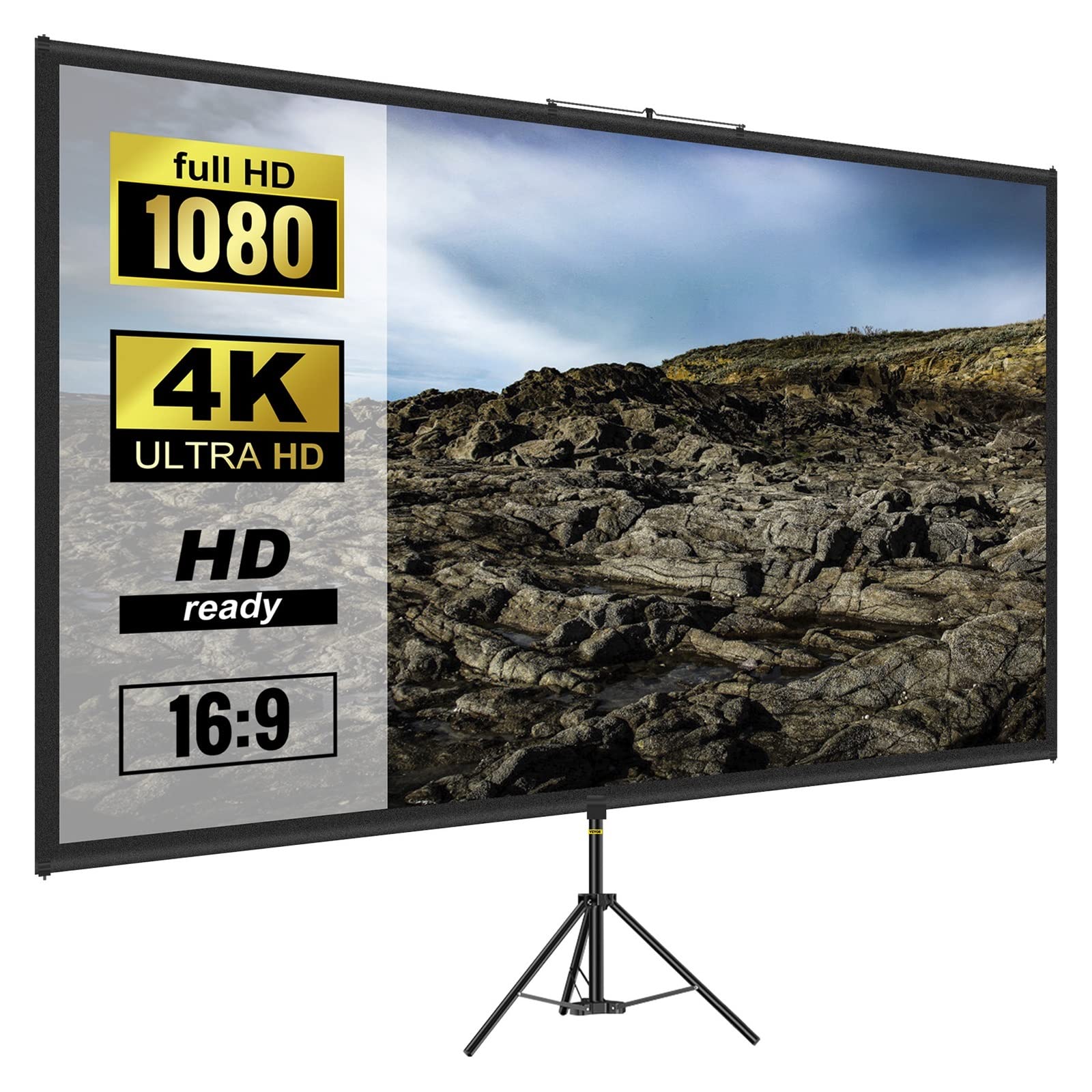 Ekran projektora, 100-calowy statywowy ekran projektora ze stojakiem 16:9 4K HD Przenośne kino domowe do projekcji wewnętrznej na zewnątrz