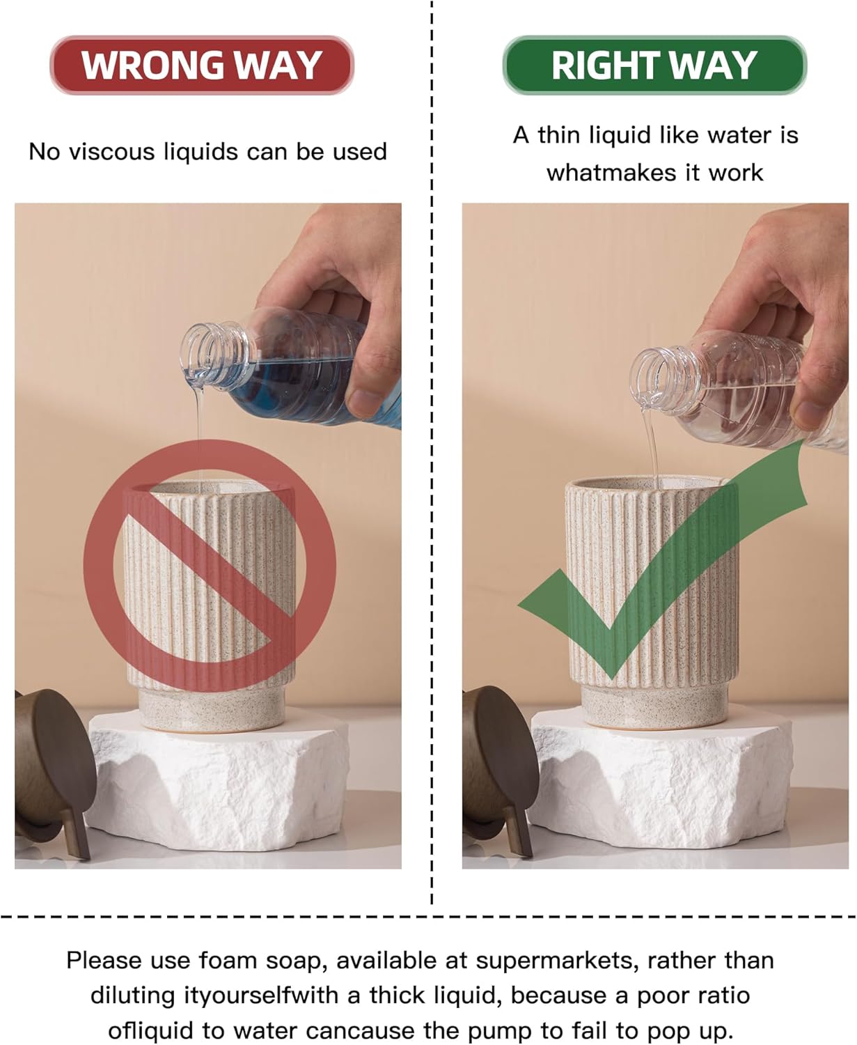 Fun Elements Foaming Soap Dispenser, 10 oz Kitchen Soap Dispenser for Kitchen, Bathroom Deluxe Hand Soap Dispenser (Wood Grain Color) - Image 4