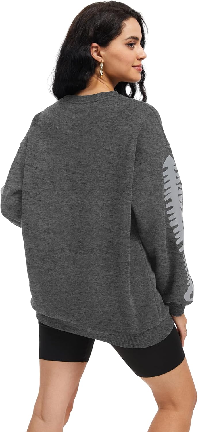 AULKEEP Womens Long Sleeve Print Sweatshirt Reflective Oversized Sweatshirts for Women Plus Size Tops for Halloween - Image 2