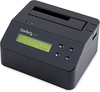 StarTech.com Effaceur de Disque Dur à Baie Unique, Nettoyeur d'HDD/SSD Autonome, 4Kn, USB 3.0 à SATA III (6 Gbps), 9 Modes d'Effacement, Secure Erase, Port d'Imprimante DB-9, TAA (SDOCK1EU3P2)