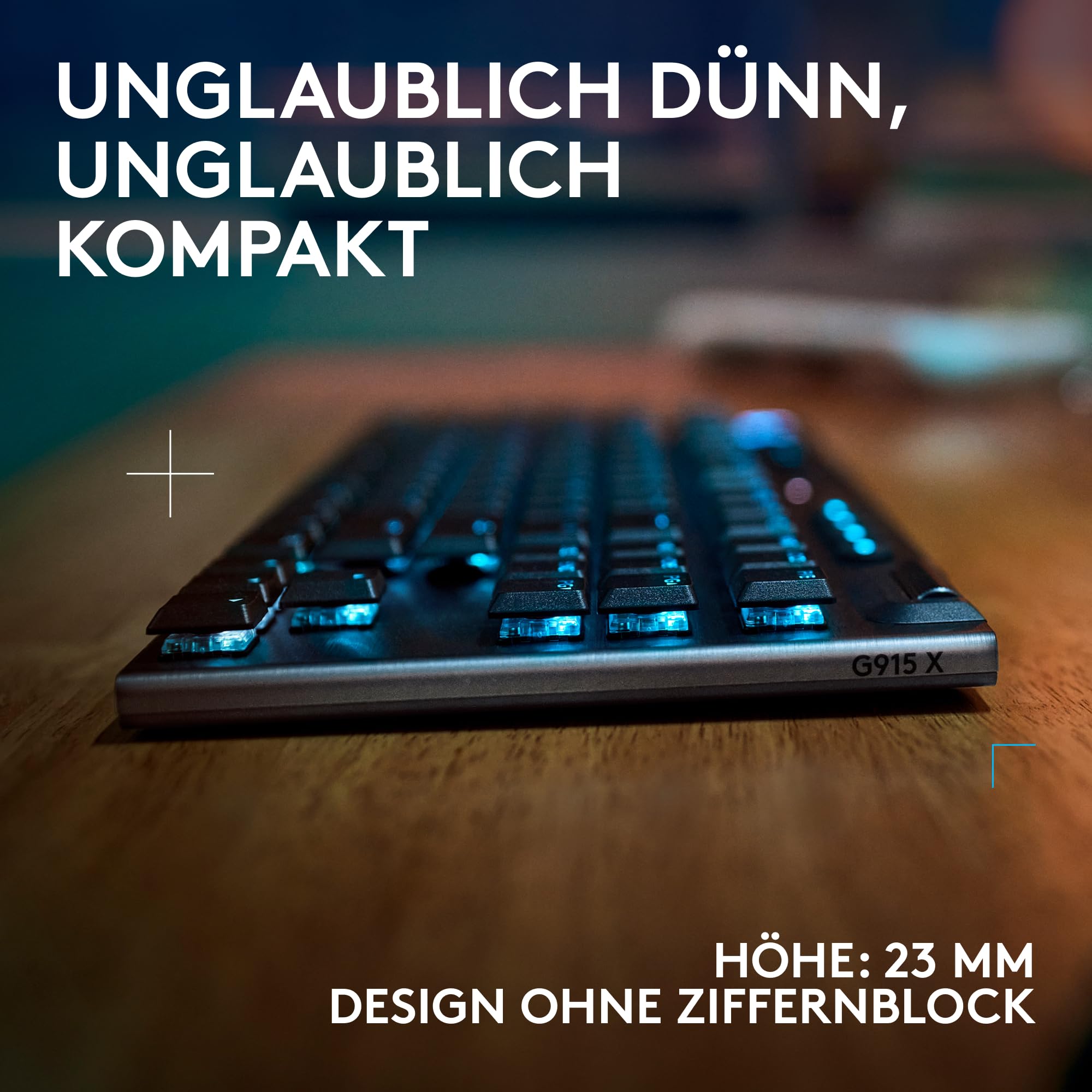 Logitech G G915 X Lightspeed TKL - Flache kabellose Gaming-Tastatur mit Double-Shot-PBT-Tastenkappen, RGB-Hintergrundbeleuchtung, braunen taktilen GL-Switches für PC/Mac, DEU QWERTZ-Layout - Schwarz