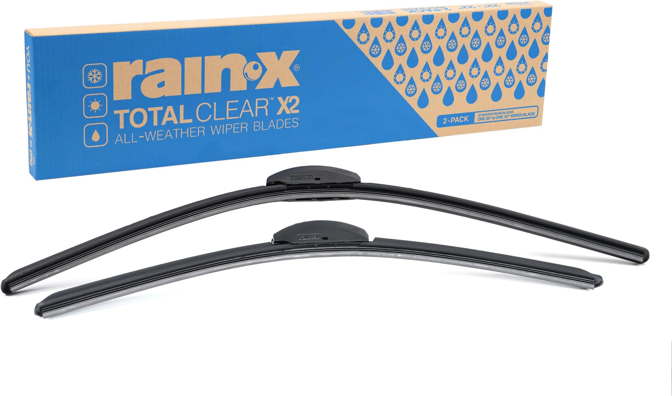 - Rain-X 810336 Total Clear Beam Wiper Blades 26" & 17" Windshield Wipers for All-Weather Performance, Rubber Squeegee for Smooth Clean Wipe & Quiet Operation - 2 Pack Value