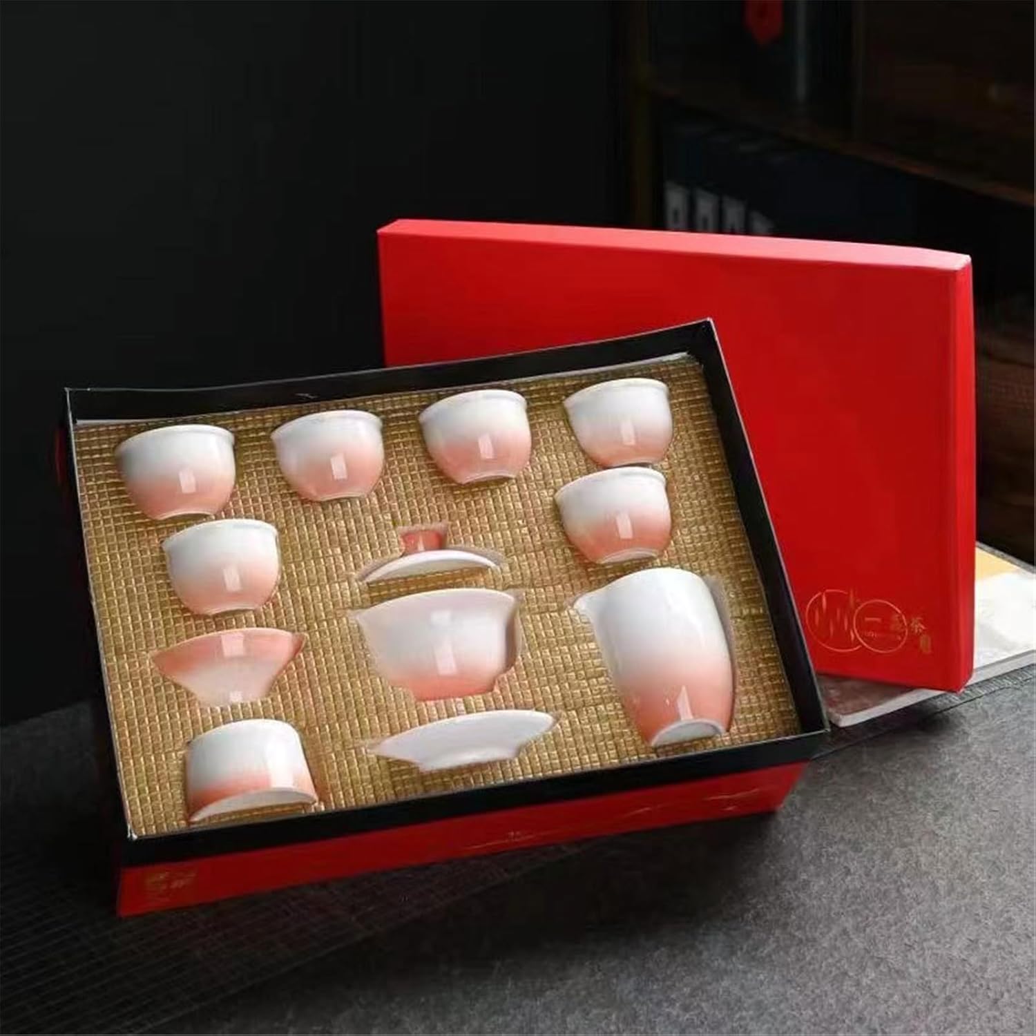 Glaze Ceramic Tea Set with Bowl and Box for Home-White-Sets2