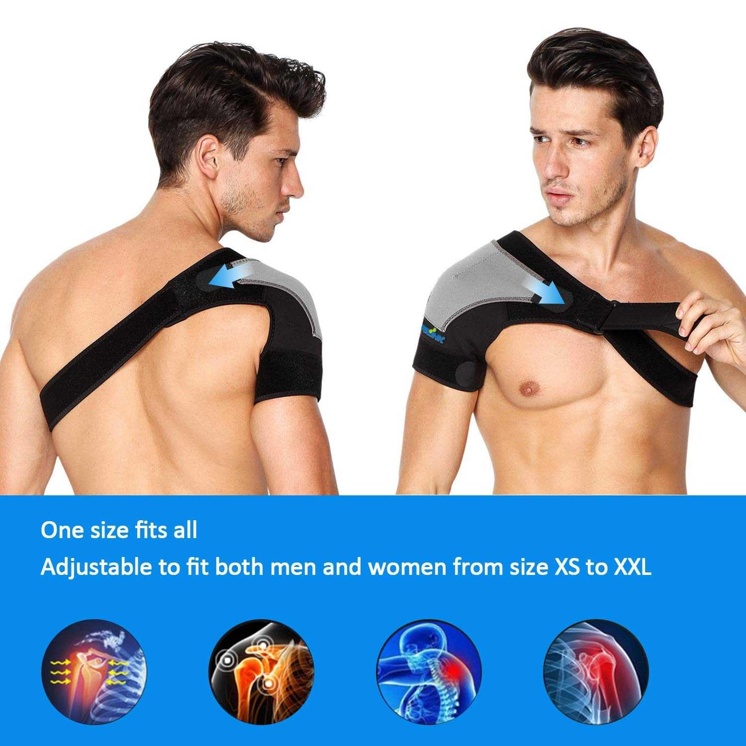 Stütz- und Kompressions-Schulterbandage für Damen und Herren – Arm-Wegfahrsperre für Rotatorenmanschette, AC-Gelenkschmerzen – Stabilitätsgurt für verrenkte Schulter – Wiedererlangt Mobilität und