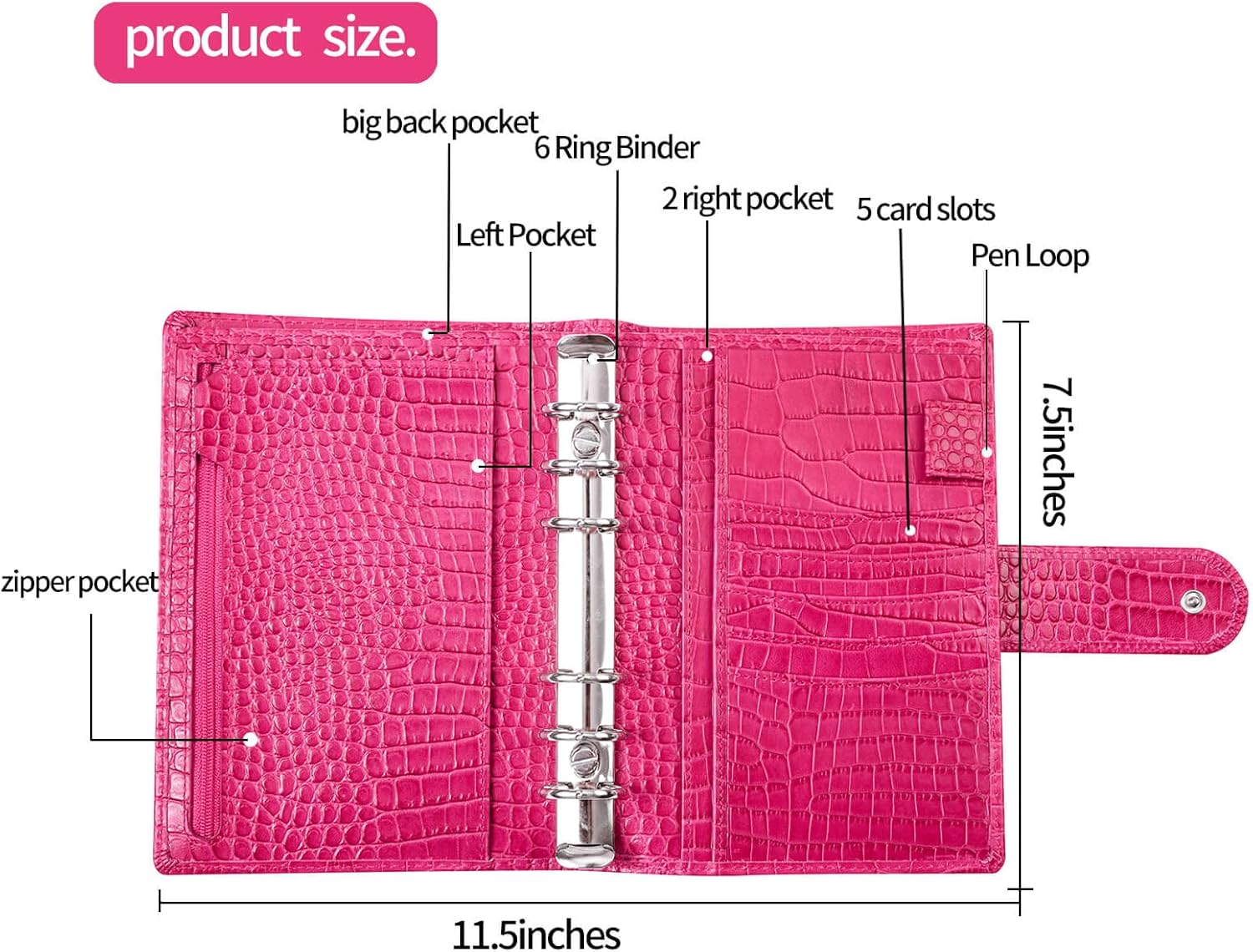 Smartfee Leather Personal Organizer Planner, 6-Ring Notebook Binder ...