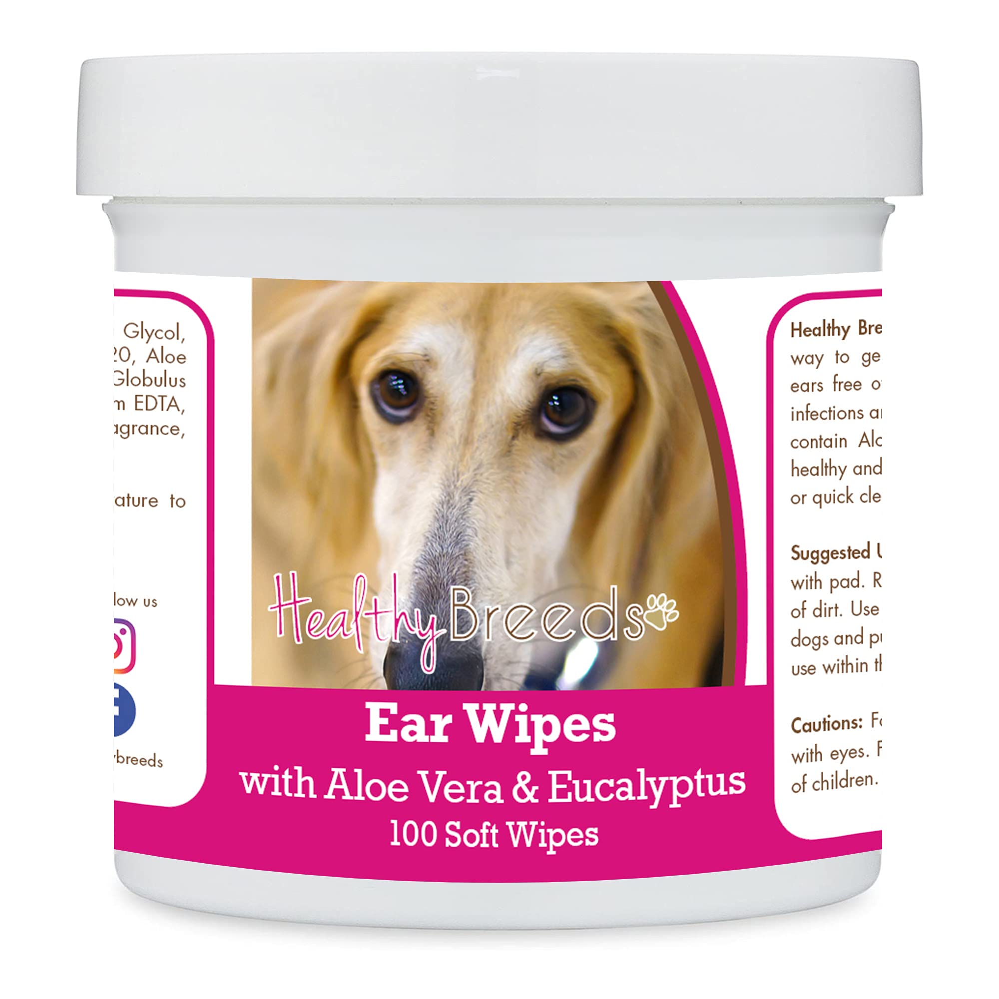 Healthy Breeds Sloughi Ear Cleaning Wipes with Aloe &amp; Eucalyptus for Dogs 100 Count
