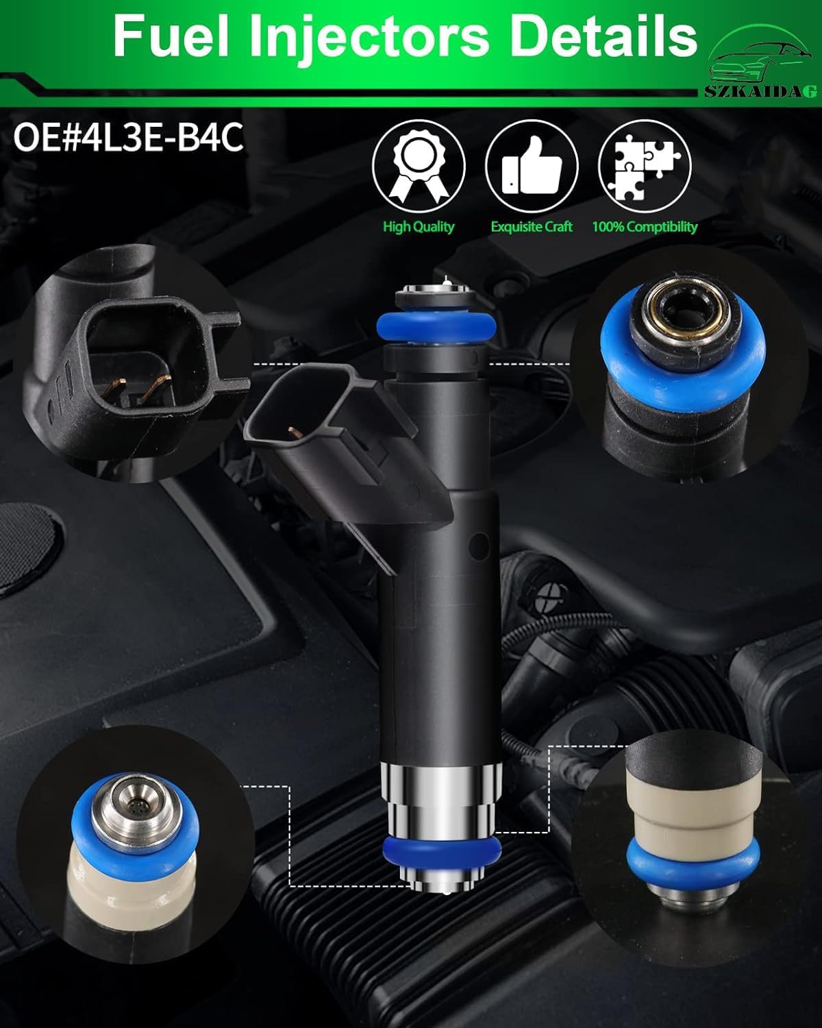 FJ867 Fuel Injector Fits For:-Ford E150 4.6L 2004 2005 2006 2007 2008 E250 2005-2008 F150, For:-Mercury Mountaineer 2004 2005,For:-Ford Explorer 2004 2005, 4L3E-B4C, 4L3E-9F593-B4C (8 Pcs)