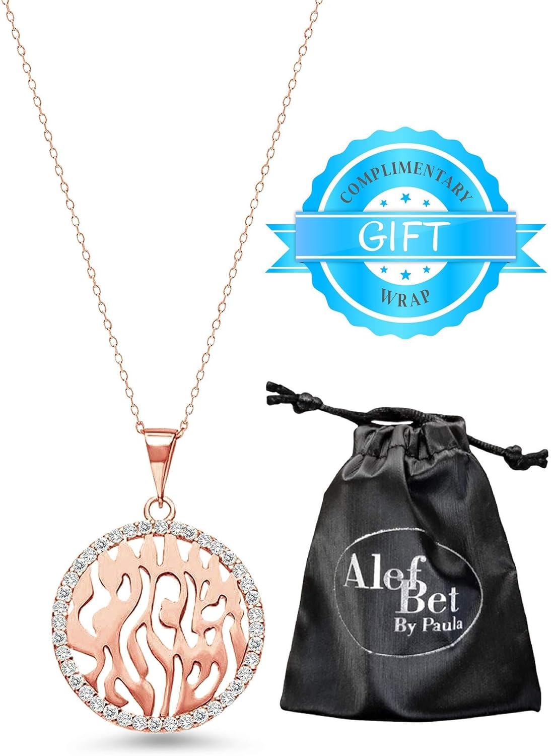 Alef Bet by Paula Shema Israel Hebrew Prayer Blessing Necklace for Women - Image 6