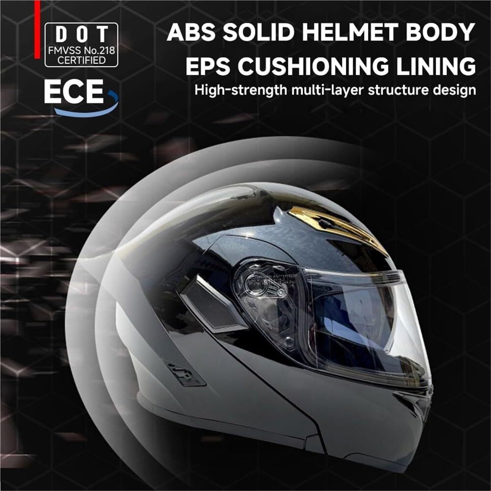 Casco de Motocicleta Modular abatible con Bluetooth: Integral, homologado por la ECE, Doble Visera, Altavoz y micrófono Integrados, cómodo y Transpirable for Hombre y Mujer.(I,L 59~60CM)
