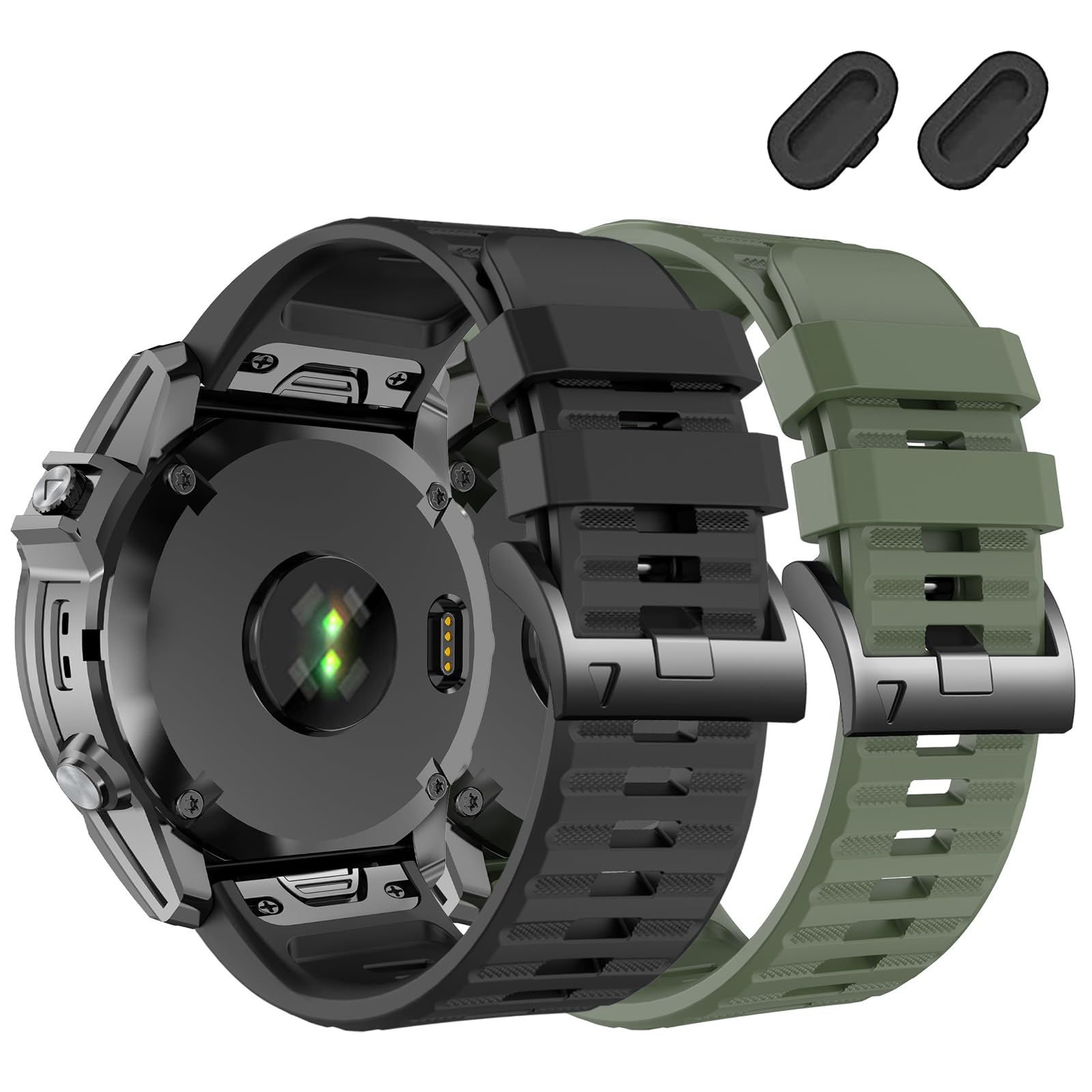 Cinturino in silicone Quickfit compatibile con Garmin Fenix 8 51 mm/Fenix 7X/7X pro/6X/6X pro/5X/5X plus/3/3 HR,26 mm Sport Cinturino di ricambio per Descent Mk2i/Mk3i/Tactix 8 AMOLED 51 mm