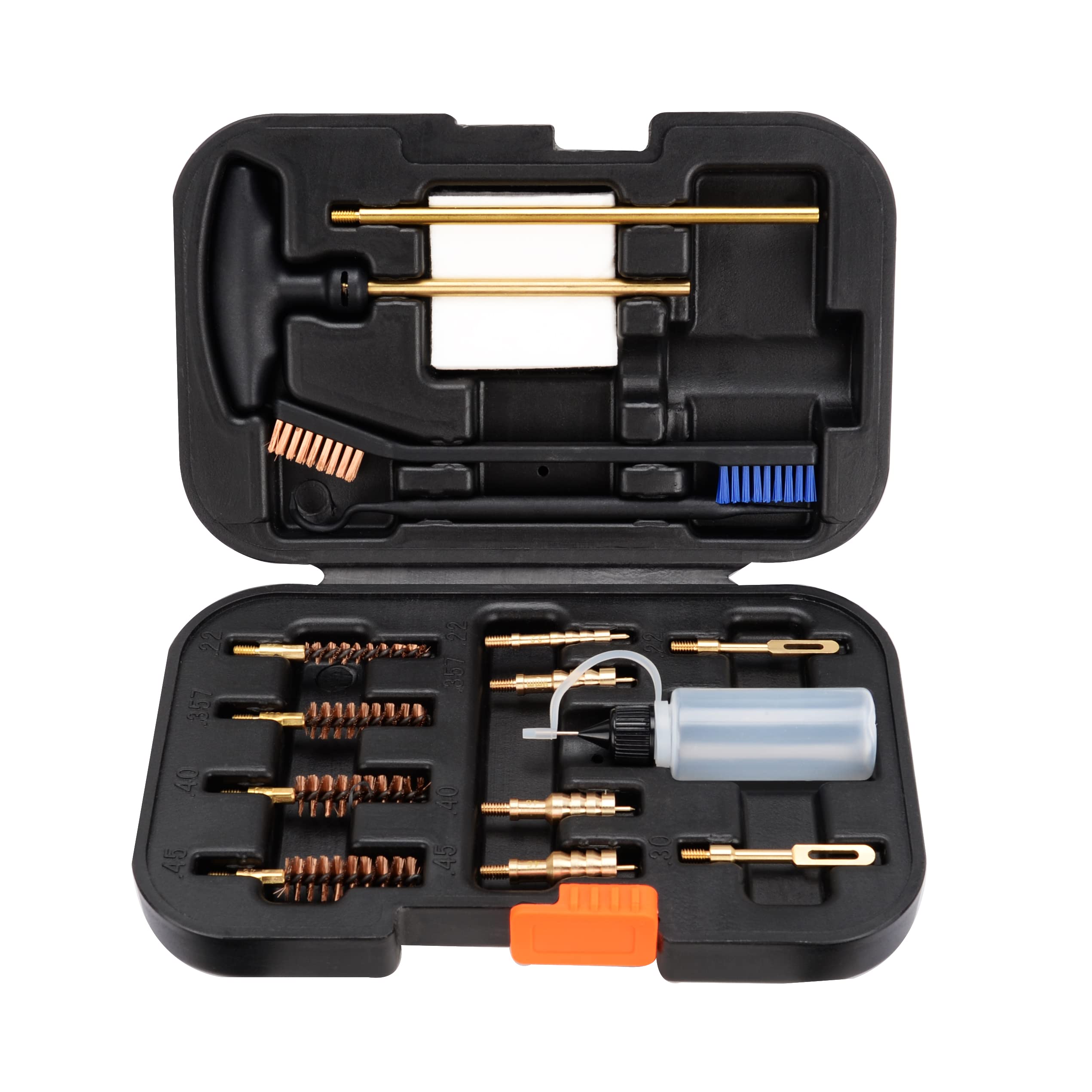 Raiseek Elite Version Pistol Cleaning Kit 9mm/.357.22.45.40 Caliber Gun Cleaning Kit and Handgun Cleaning Kit Portable Brass Brush with Case