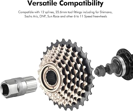 poeland Bicycle Freewheel Remover Bicycle Cassette Tool Sprocket Puller Tool for Removing Cassettes & Sprockets Compatible with Shimano Freewheel