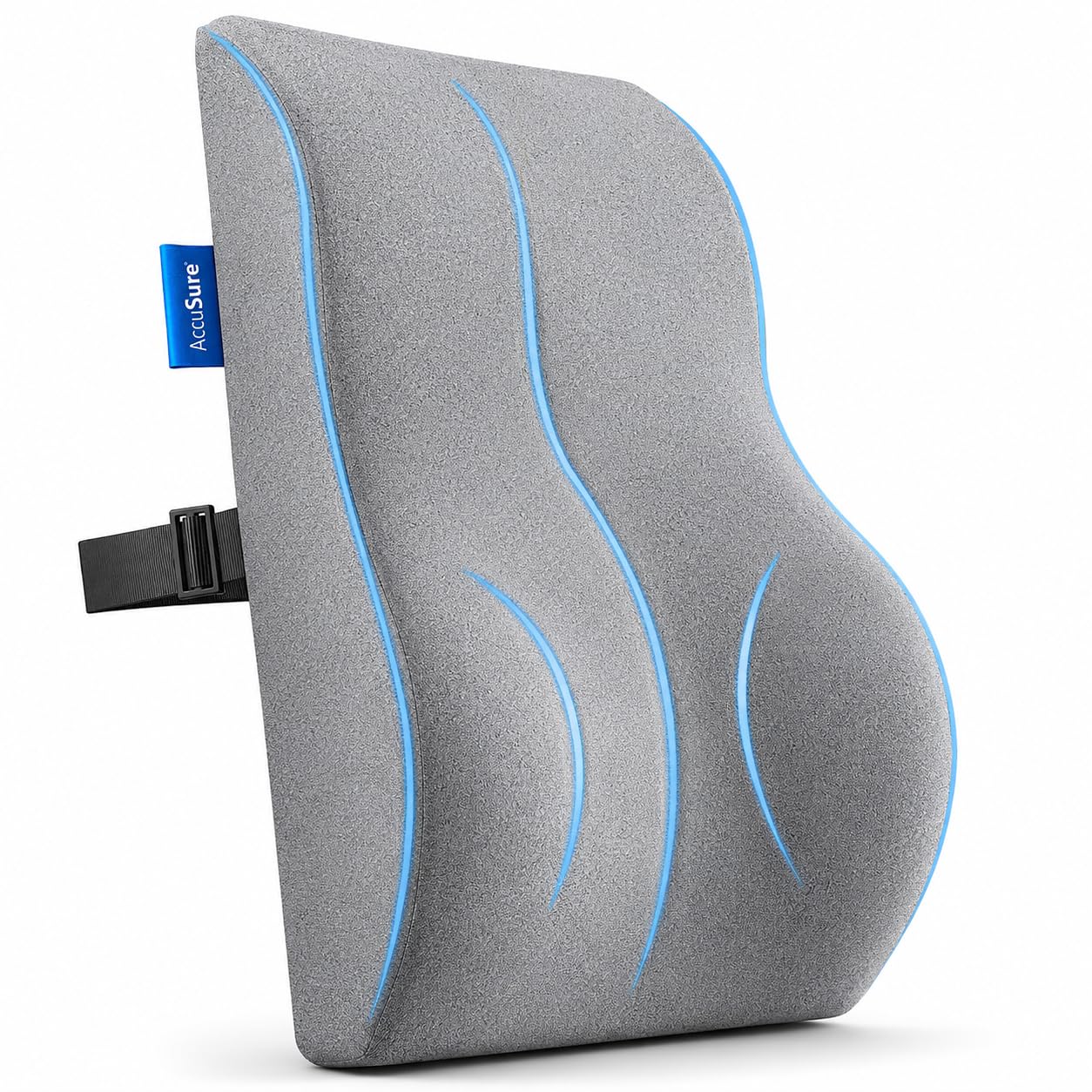 accusure br01 orthopedic back rest cushion – memory foam lumbar support pillow for office chair, car & home | ergonomic back support for pain relief, posture correction & spine alignment