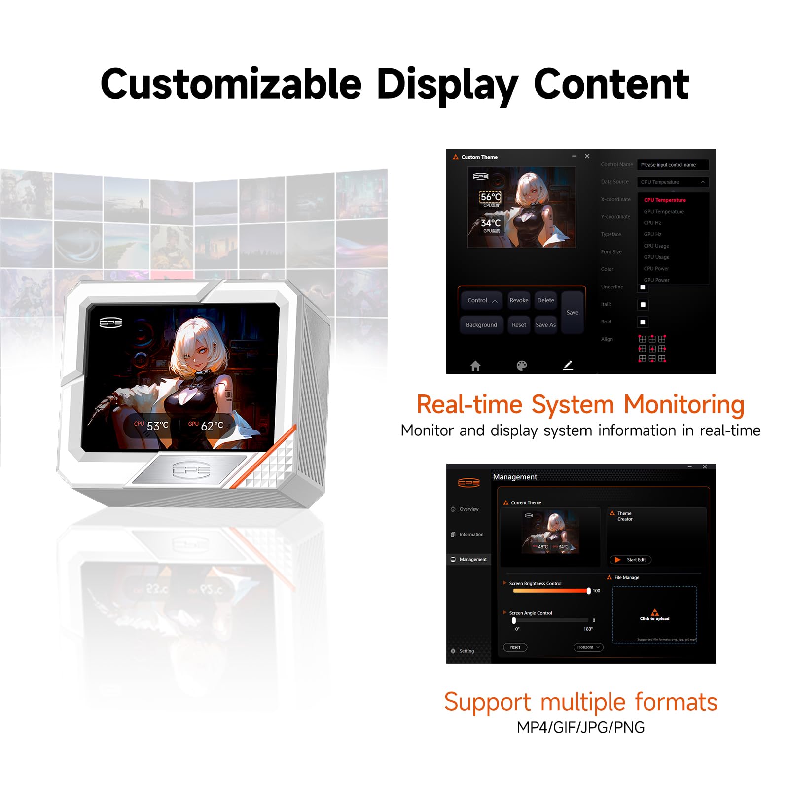 PCCOOLER CPS GT360 ARGB Display BK AIO CPU Cooler schermo IPS da 3,5 pollici TDP 310W Sistema di raffreddamento a liquido installato 3 ventole PWM ARGB, per Intel LGA 1851/1700/1200 AM5/AM4 Nero