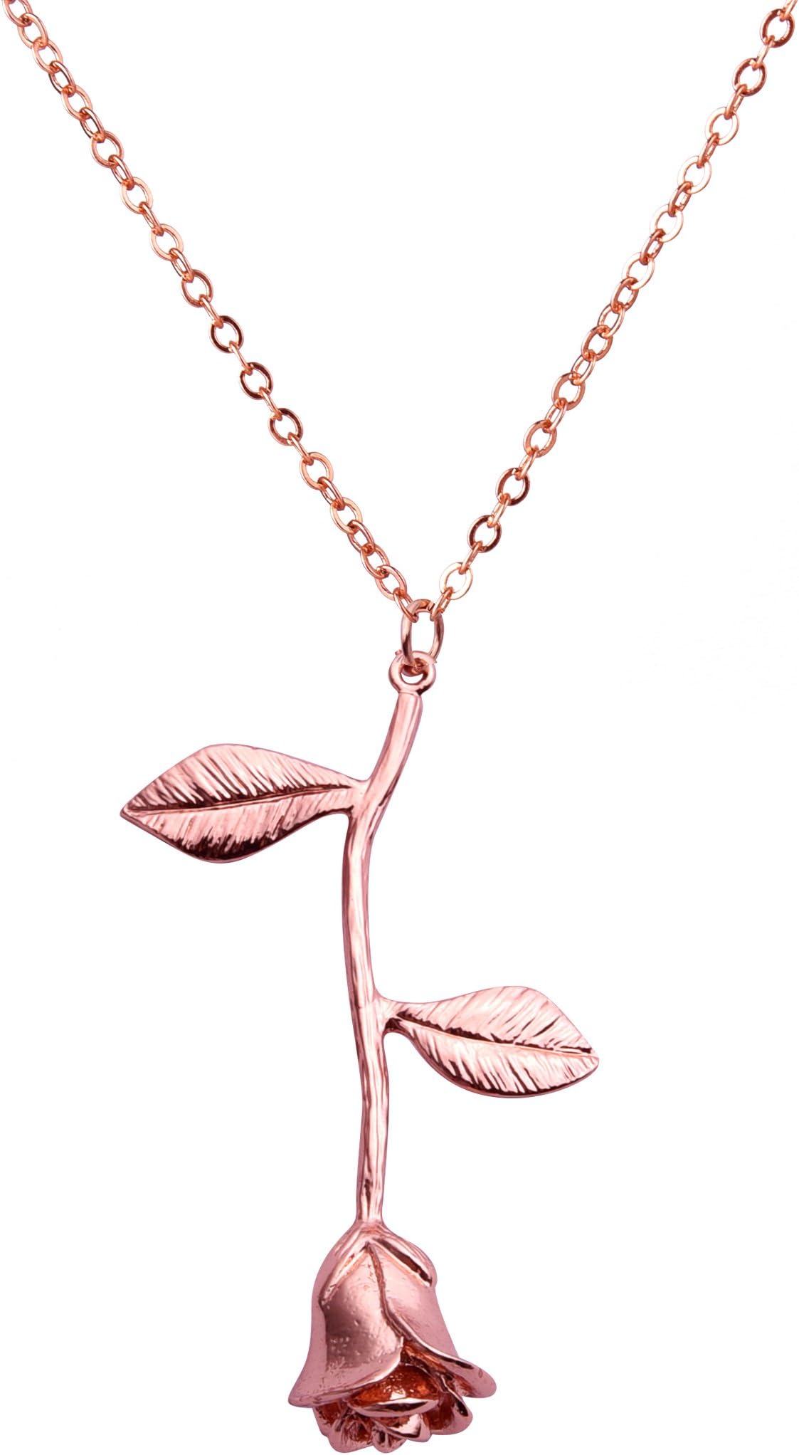 VIVIove Gold Danity Rose Pendant Floral Necklace for Women Gold Plated Birthday Valentine's Gifts