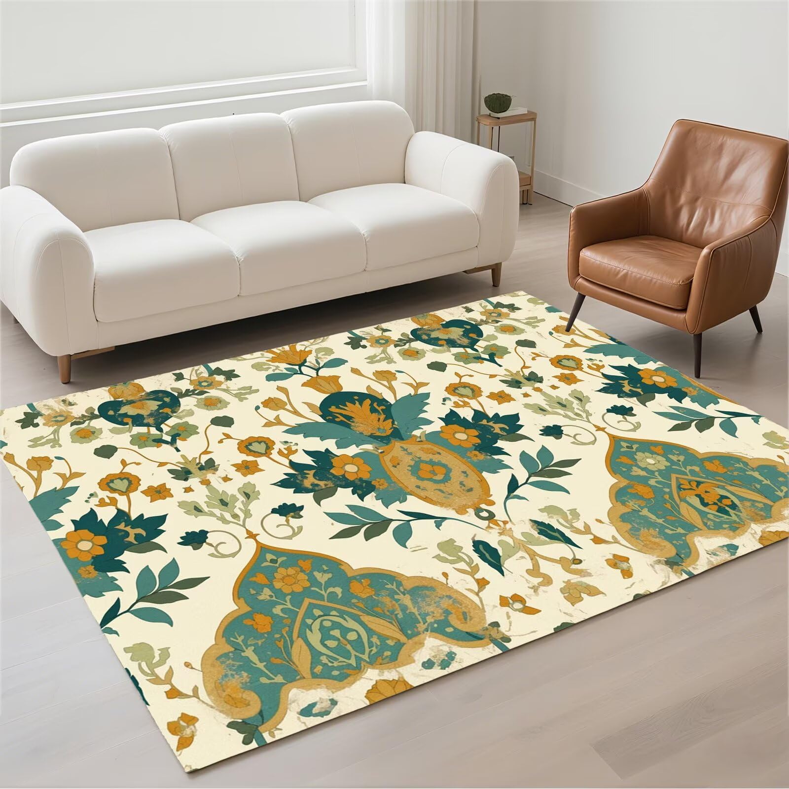 Tapis salon 120x180cm antidérapant lavable en pile bouclée douce pour chambre