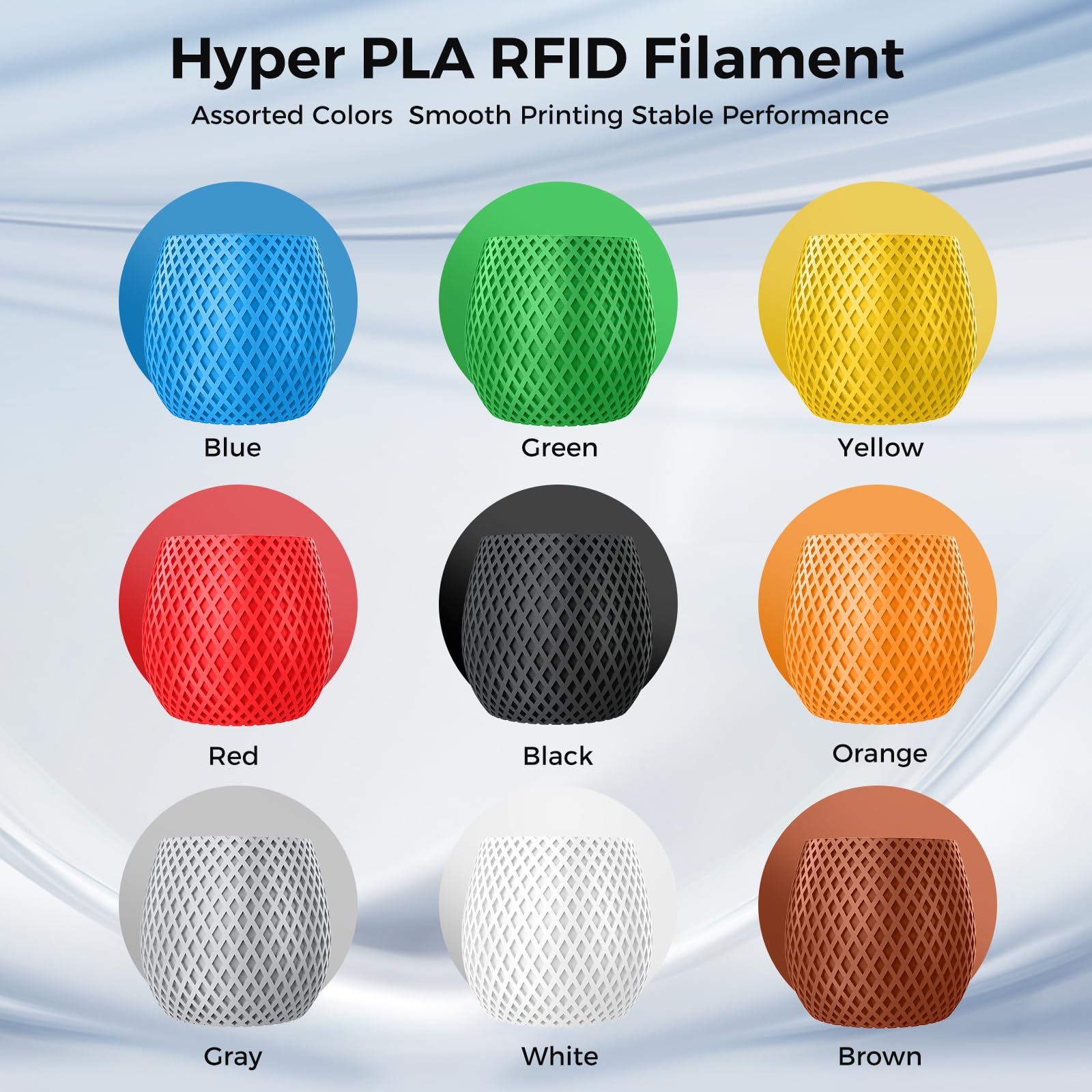 Creality Filamento RFID Hyper PLA ad alta velocità, 30-600 Mm/s, PLA iper 4Kg (8.8 lb), bobina da 1,75 mm, per CFS, adatto per K2 Plus Combo e la maggior parte delle stampanti 3D, 4 nero