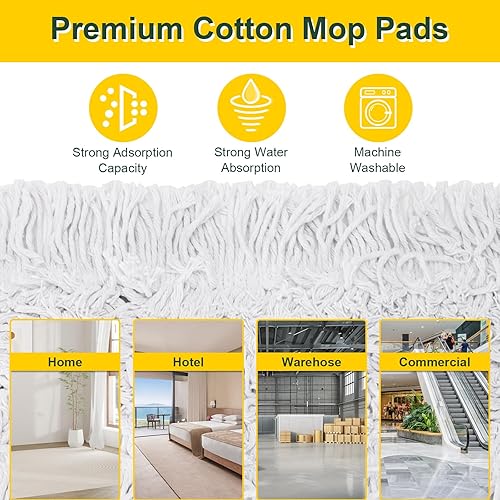 Miniatura 4 de Trapeadores de polvo comerciales de 24 pulgadas para limpieza de suelos con 2 almohadillas de repuesto para trapeador, fregona de polvo grande