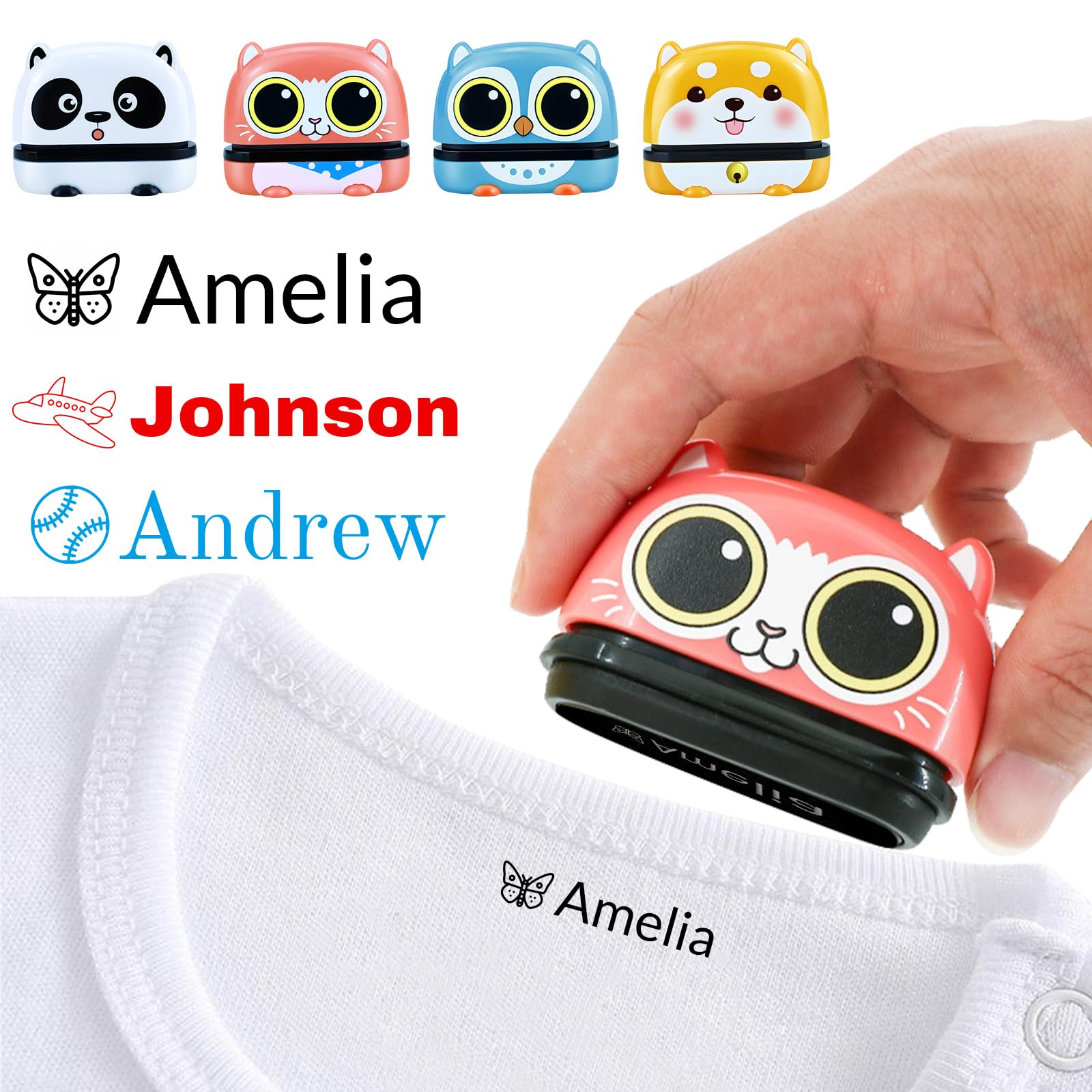 Name Stamp for Clothes Kids - Personalised Name Stamp Tag Labels Stickers for Kids Baby Clothes School Uniform Daycare Nursery Back to School Supplies (Cartoon)