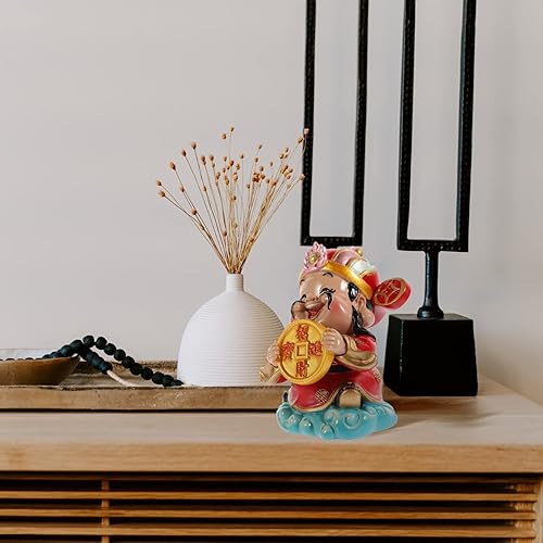 Vista 27 de BESPORTBLE CAI Shen - Estatua de Feng Shui, dios de la riqueza, 2.5 x 3.5 pulgadas, adornos de resina de la suerte de Zhaocai para sala de estar
