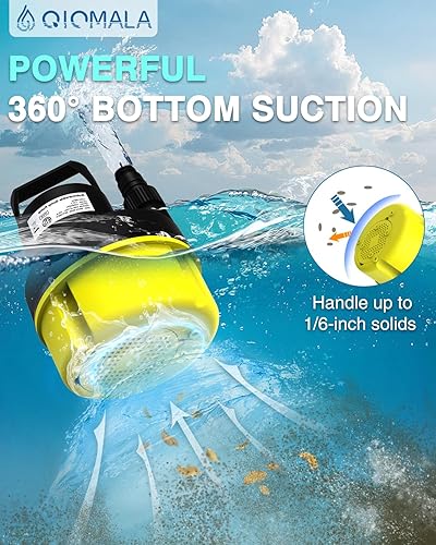 Miniatura 3 de Bomba de sumidero sumergible de 1 HP, bomba utilitaria de 3200 GPH, bombas de agua eléctricas de transferencia portátil con cable de 25 pies para