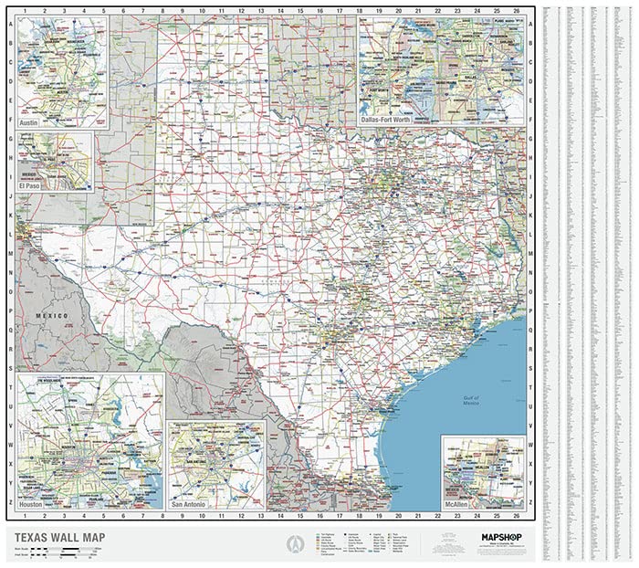 Laminated Texas State Wall Map Large Poster, Includes the Most Legible Location Labels, Vibrant Blue Color Scheme, 54” x 48”, Great for the Home,