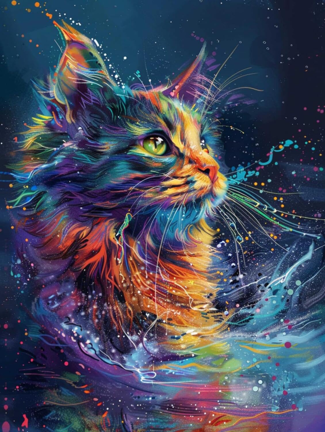 Rqwybcaxn DIY Kit Alfombra de Hilo Gato de color 55x75cm | Animal Kits Grandes Para Confeccionar Alfombras Para Personas Mayores Alfombra Lavable Regalo Hecho a Mano