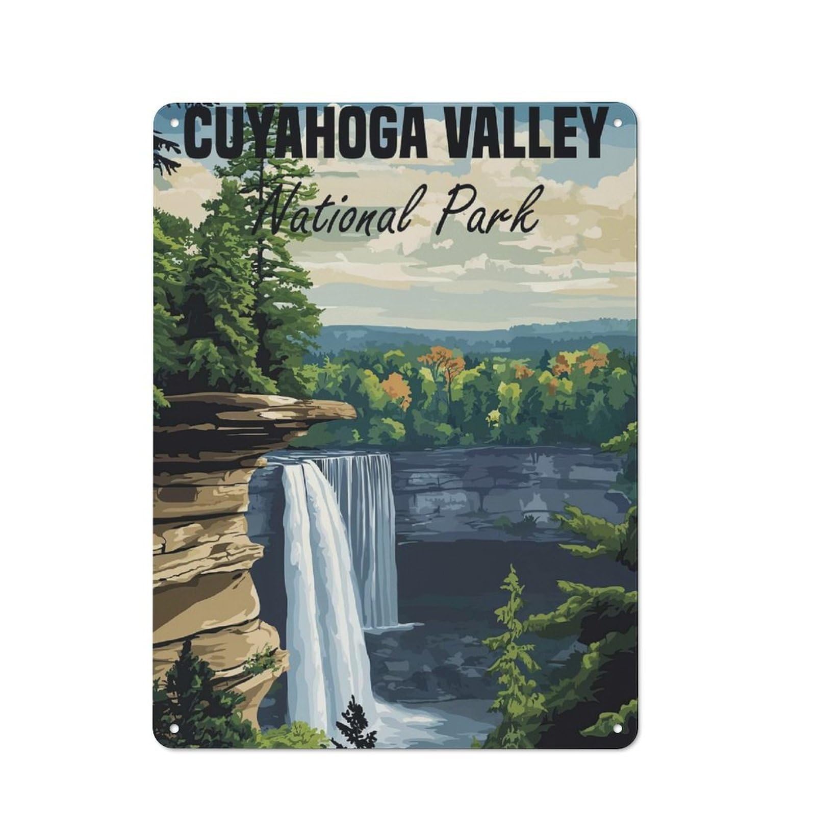 Junmoney Cuyahoga Valley National Park Retro Metal Sign 40X30cm For Garden Room Or Summerhouse, A Decorative Christmas Gift For Summerhouse Decorators