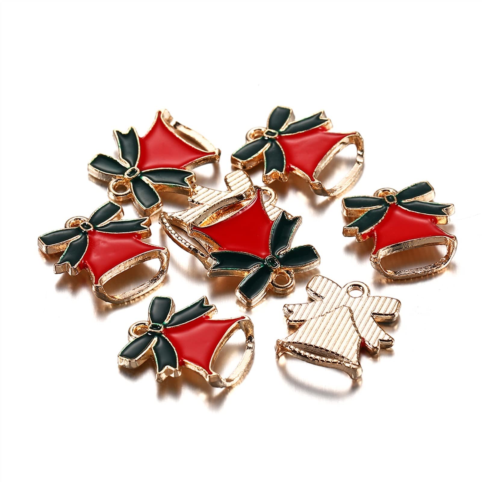 Girl's Gift 20 Santa Claus Christmas Charms Snowflake Elk Bell Pendant Enamel Metal Necklace Home Party Decoration Tree Hanging DIY Jewelry，DIY Handicraft Jewelry Making Kit, Handicraft Accessories,