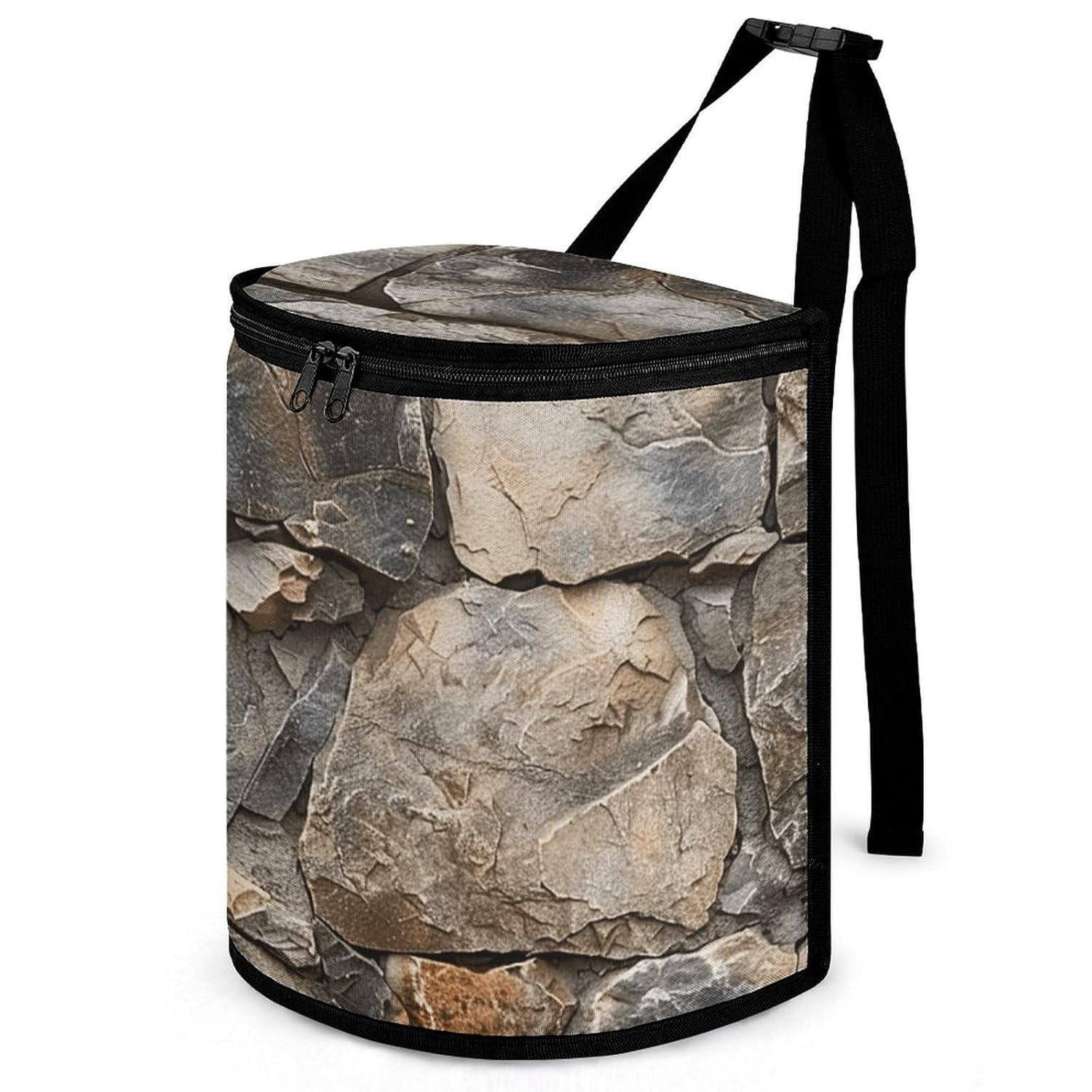 Realistic Stone Wall Car Trash Can with Lid Collapsible Hanging Vehicle Trash Bag Waterproof Car Garbage Bags