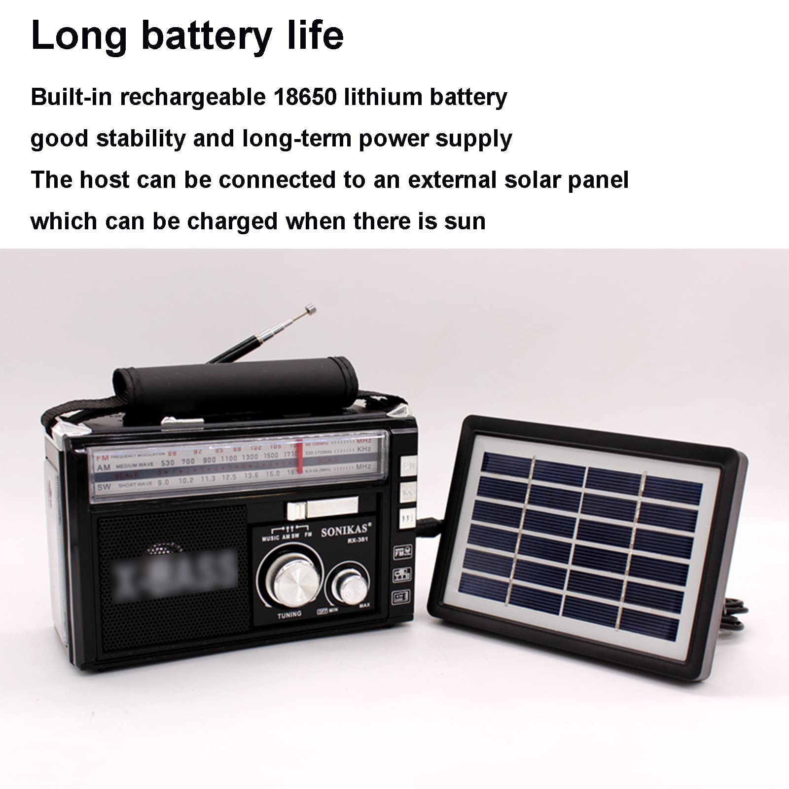Radio Portable FM AM SW Radio pour Personnes Âgées, Prise en Charge Disque U/TF Carte, Alimentation Secteur ou Batterie,Noir