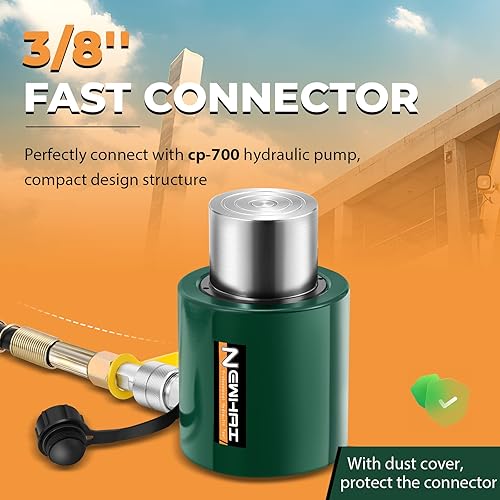 Miniatura 10 de Newhai Bomba de mano hidráulica de 10 toneladas 2" Ram Jack+cp-180 con manómetro hidráulico Porta Power Kit de 10 toneladas Cilindro corto de perfil