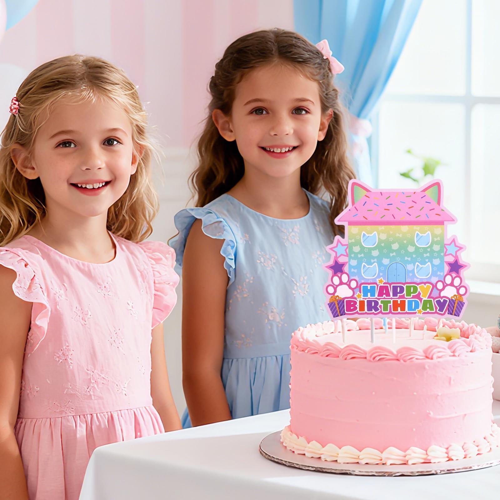 Decorazione per Torta Casa Delle Bambole Gatto, Decorazione Torta Casa Delle Bambole con Gatto Cartoni Animati per Bambini Ragazzi Ragazze Bomboniere e Decorazioni Feste a Tema