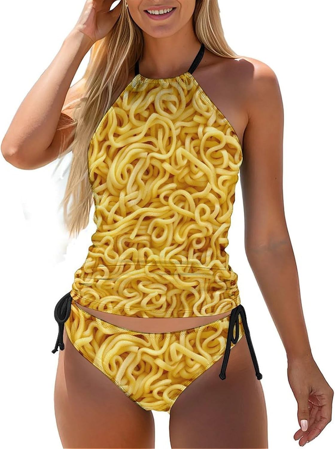 Instant Noodles Women's Tankini Swimsuit Two Piece Tummy Control Bathing Suits Tie String Swimwear
