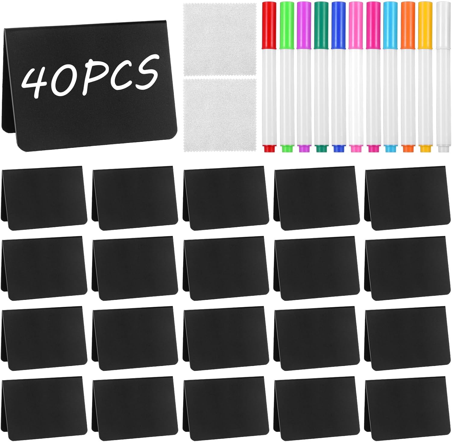 パーティービュッフェ用食品ラベル 40枚パック - ミニ黒板サイン - パーティービュッフェ用フードタグ - ケータリング用品 ビュ