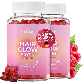 yuicy 10,000 mcg Biotin High Dose - Sugar-Free Hair Vitamins with Niacin, Vitamin C, Zinc for Skin Hair Nails - Accelerate Ha