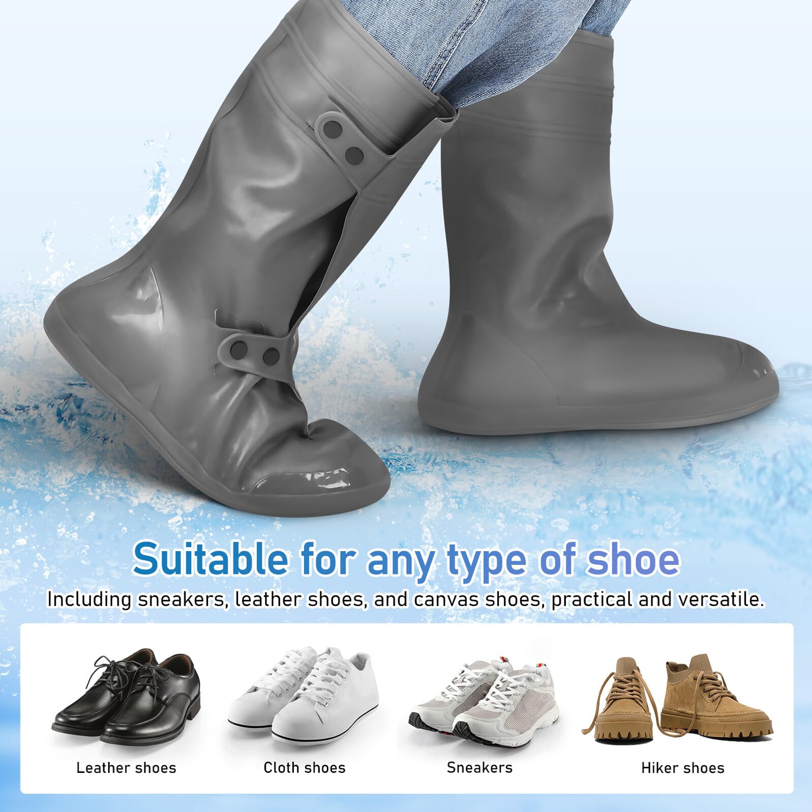 Toddmomy wasserdichte Schuhüberzieher PVC Überzieher rutschfest Schutz für Outdoor Regen Wandern Arbeit wasserdichte Wiederverwendbare Schuhschützer für Verschiedene Schuharten