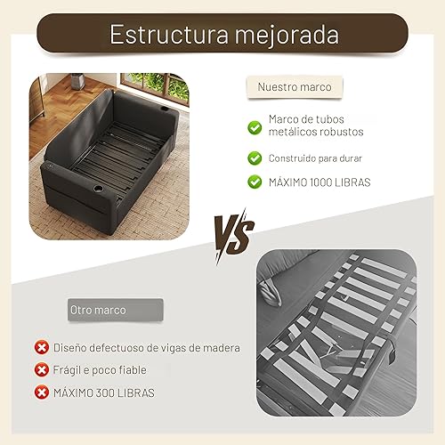 Miniatura 7 de Sofá cama 3 en 1, sofá cama convertible de 56 pulgadas, sofá biplaza con portavasos, USB, sofá para sala de estar, dormitorio, apartamento, gris