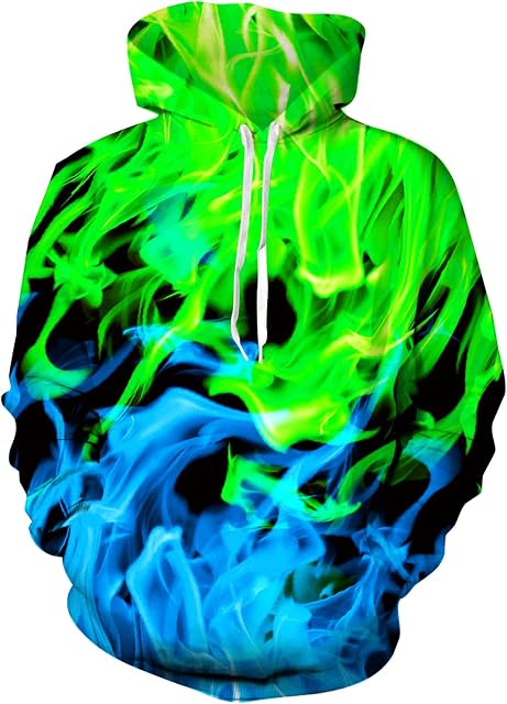 TUONROAD Mens Hoodie Funny 3D Colourful Hoody Sweatshirts Long Sleeve Pullover Jumper with Kanga Pocket M-XXL