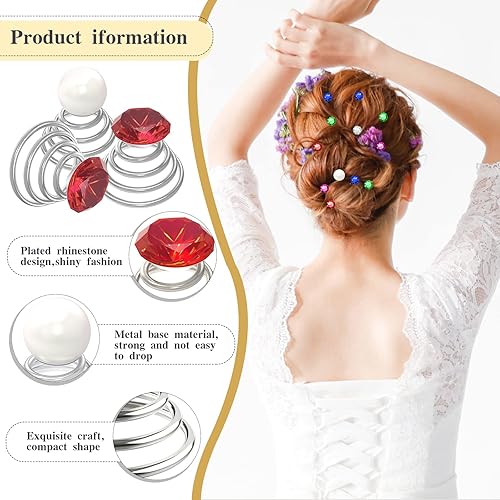 Miniatura 2 de BENBO - Horquillas para el cabello en espiral con diamantes de imitación, 72 unidades, coloridos y brillantes, de cristal, tornados, espirales,