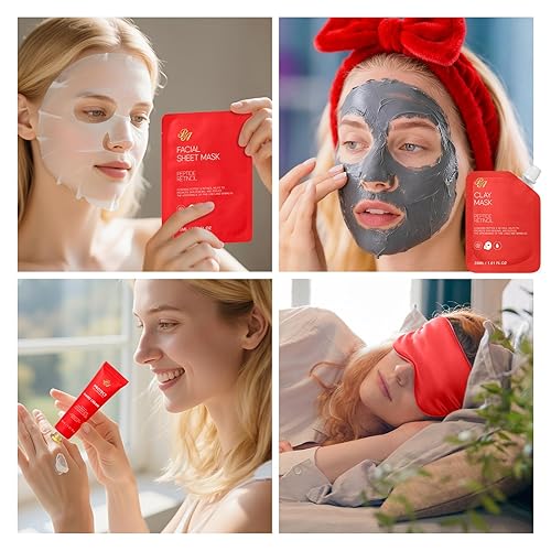 Miniatura 3 de Rose - Juego de cuidado facial de la piel y 30 piezas de baño y spa corporal para mujeres, máscara de hidrogel, bolsa de maquillaje, suero facial,