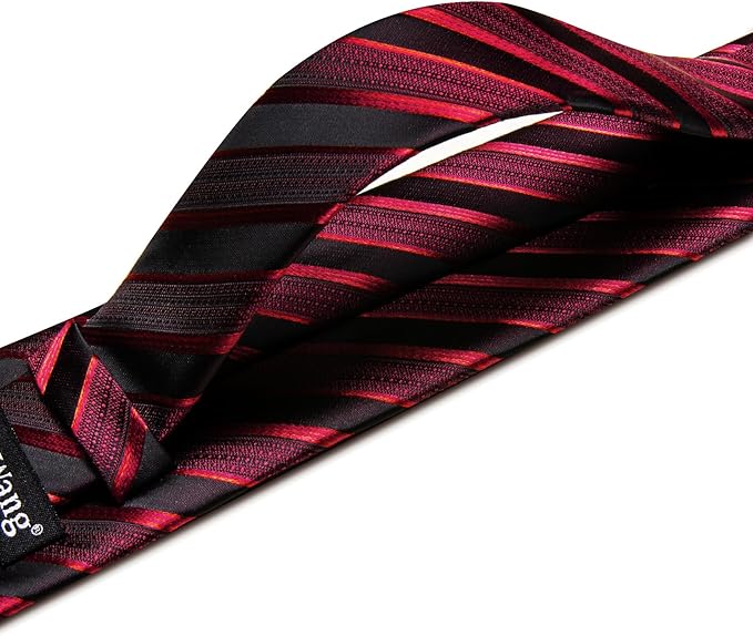 Juego de corbatas Barry.Wang para hombre, seda, rayas, a cuadros miniatura 4