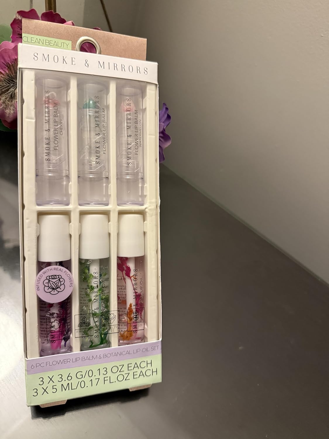 SMOKE & MIRRORS flower lip balm &botanical lip oil set pack of 6