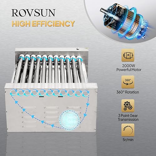 Miniatura 4 de ROVSUN 30 Hot Dog 11 rodillos, calentador de rodillos para perros calientes con calentador de bollos, cubierta, control de temperatura doble, luz