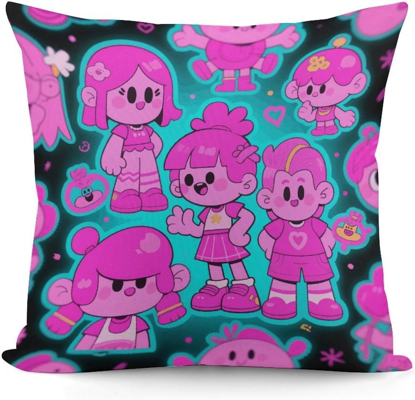 Cartoon Print Plush Cushion Cover