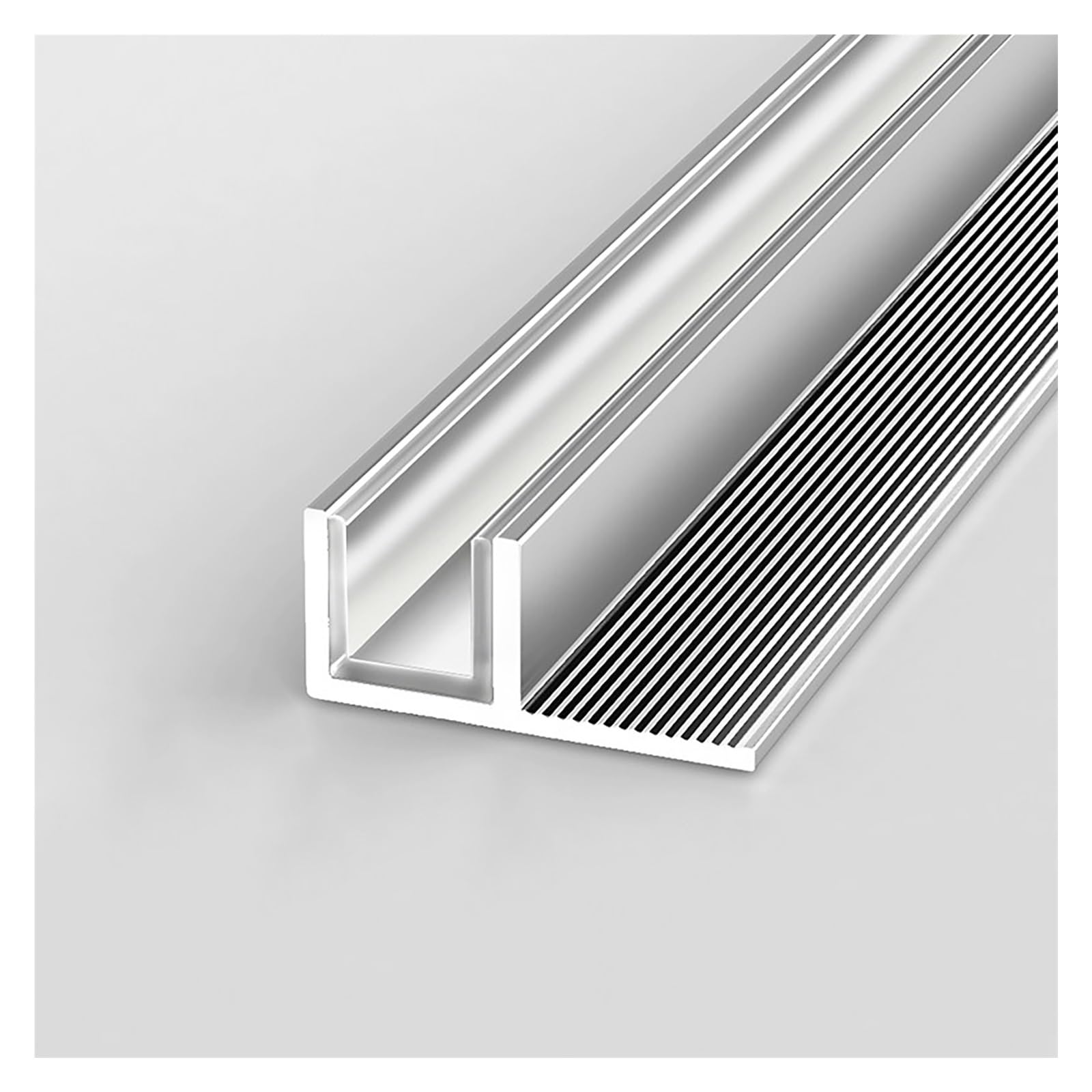 Djphofs One Color Solid Aluminum F-Channel Profile, Seamless Glass Fixed Channel Easy Installation, Modern F Shaped Groove For Offices/Cabinets(L2.4m(94In) W8mm(5/16In))