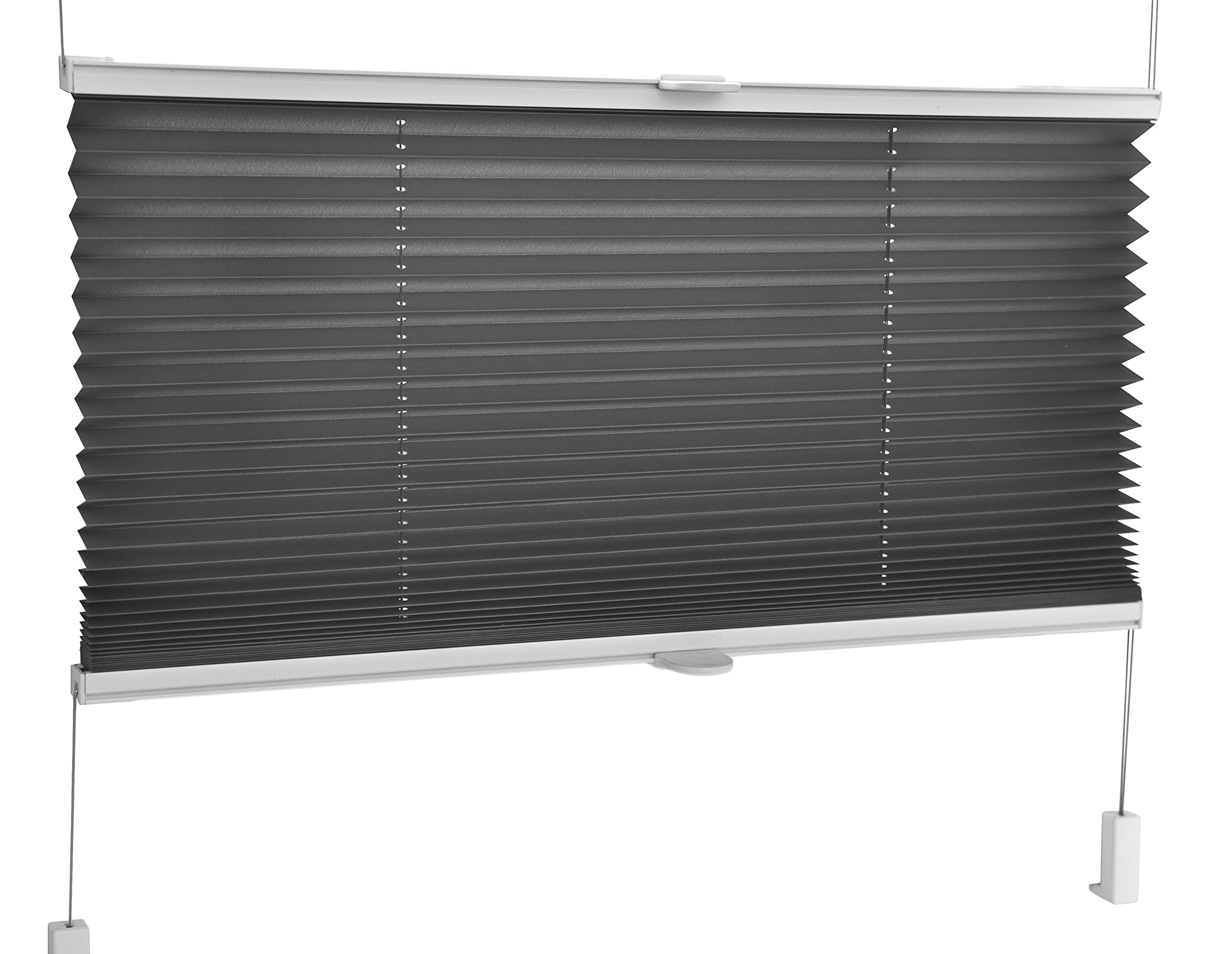 Tropik Home Dark Grey Pleated Blinds 18 Width Sizes, Easy Fit Install Plisse Conservatory Blinds 200Cm Drop (65Cm Wide)