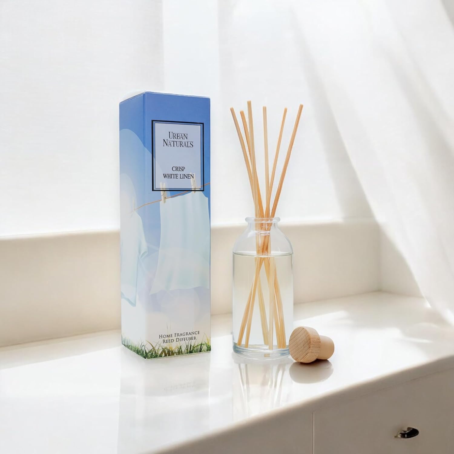 Urban Naturals Crisp White Linen Reed Diffuser Gift Set | with Citrus, Ozone, Ylang-Ylang, Lilies & Sandalwood Scent Notes for a Fresh, Clean Cotton Smelling Home | Made in The USA – Great Deal! - Image 3