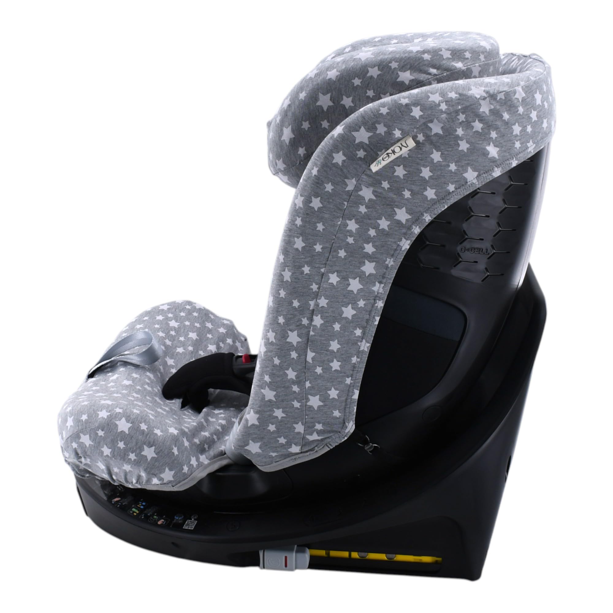 JYOKO Funda Compatible con Maxi-Cosi Emerald 360 S i-Size Hecha con algodón orgánico – Ajuste preciso y Tejido Transpirable para Mayor Confort. Estampado White Star